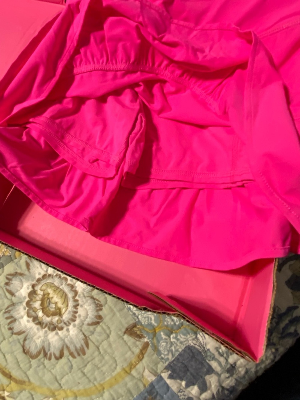 Lilly Pulitzer Neon Pink Grenadine Double Ruffle Skort, Size XS, NWT - Picture 2 of 8